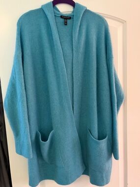 Eileen Fisher “Cashmere Bliss” Hooded Cardigan M